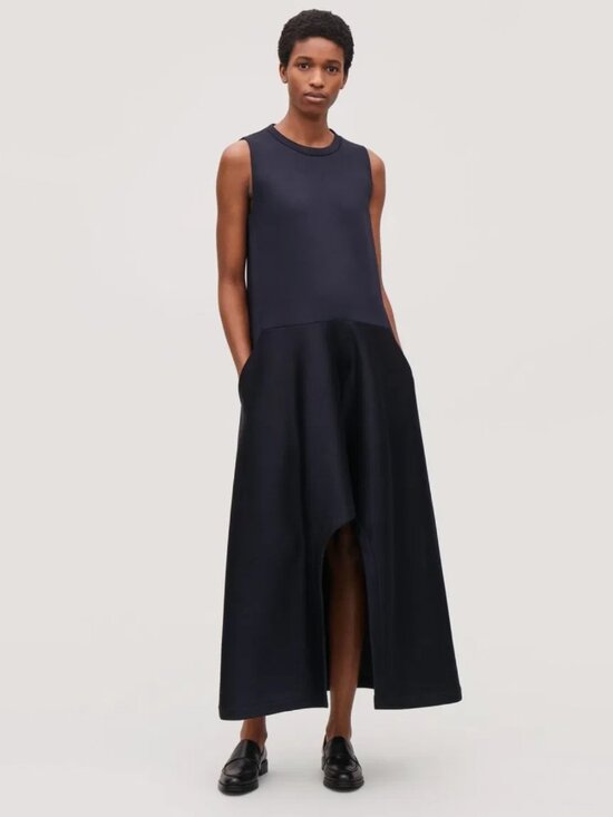 COS Dresses & Skirts - NWT COS Scuba Hi/Low Hem Dress in Navy, size Small